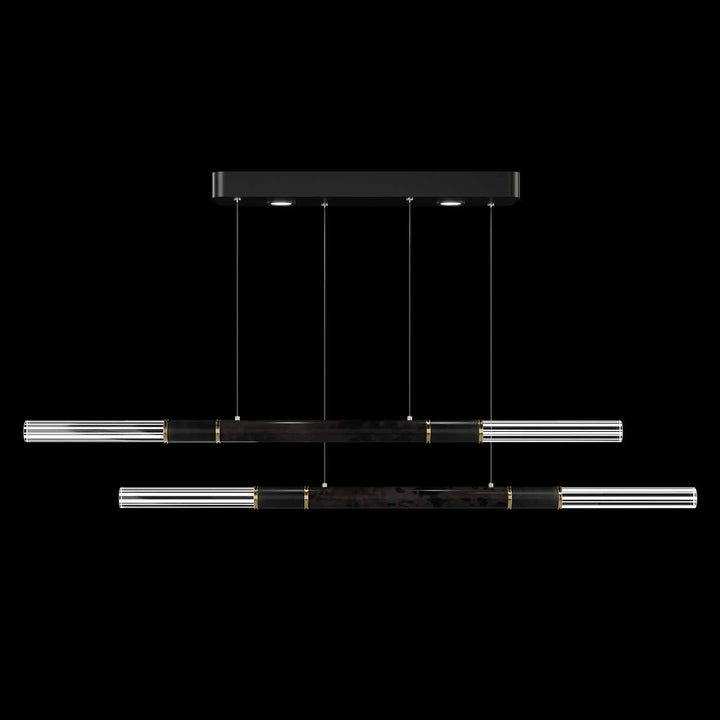 Fine Art Handcrafted Lighting Antonia 71"W Linear Pendant in Standard Black Iron, Brass, Charcoal (100150-111)