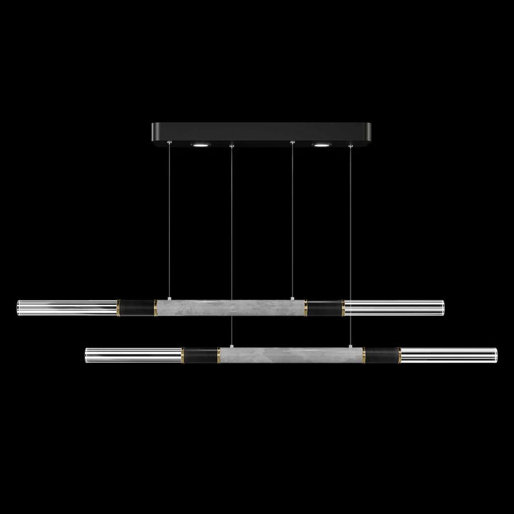 Fine Art Handcrafted Lighting Antonia 71"W Linear Pendant in Standard Black Iron, Brass, Smoke (100150-112)