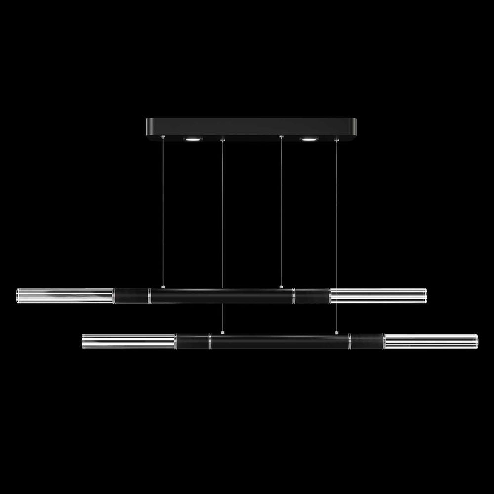 Fine Art Handcrafted Lighting Antonia 71"W Linear Pendant in Standard Black Iron, Nickel, No Parchment/Same as Finish (100150-120)
