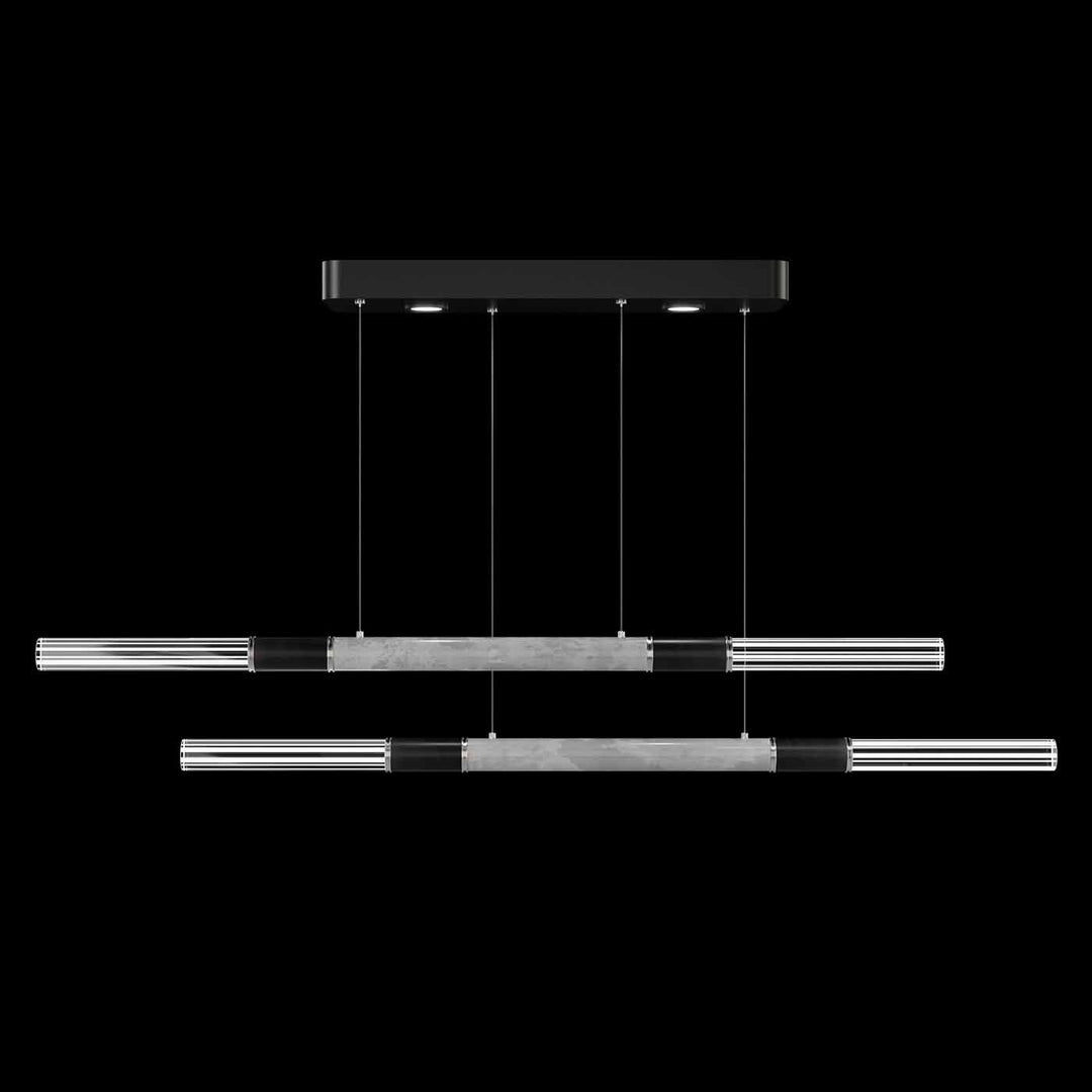 Fine Art Handcrafted Lighting Antonia 71"W Linear Pendant in Standard Black Iron, Nickel, Smoke (100150-122)