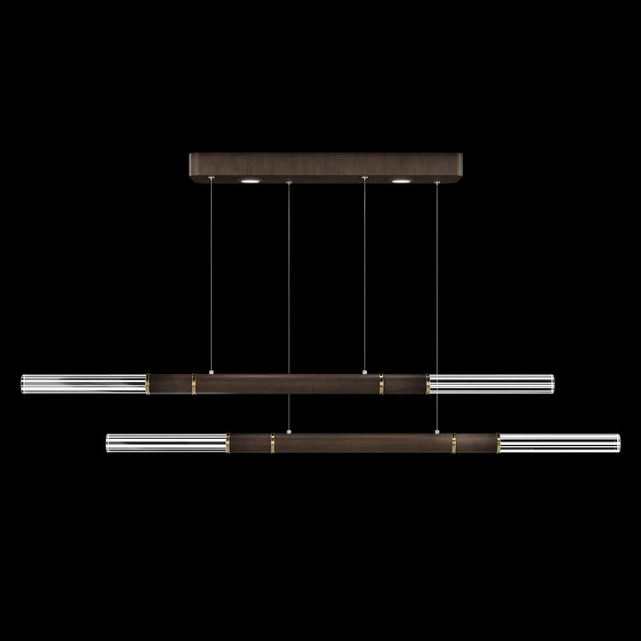 Fine Art Handcrafted Lighting Antonia 71"W Linear Pendant in Standard Bronze, Brass, No Parchment/Same as Finish (100150-210)