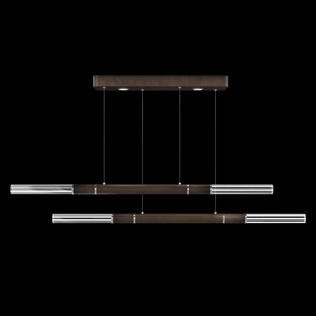Fine Art Handcrafted Lighting Antonia 71"W Linear Pendant in Standard Bronze, Nickel, No Parchment/Same as Finish (100150-220)