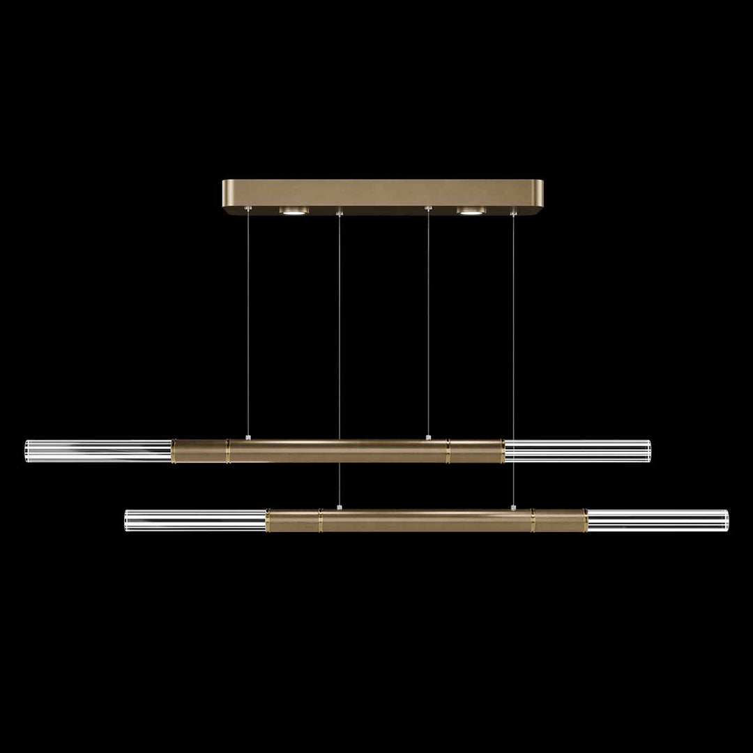 Fine Art Handcrafted Lighting Antonia 71"W Linear Pendant in Standard Gold Leaf, Brass, No Parchment/Same as Finish (100150-310)