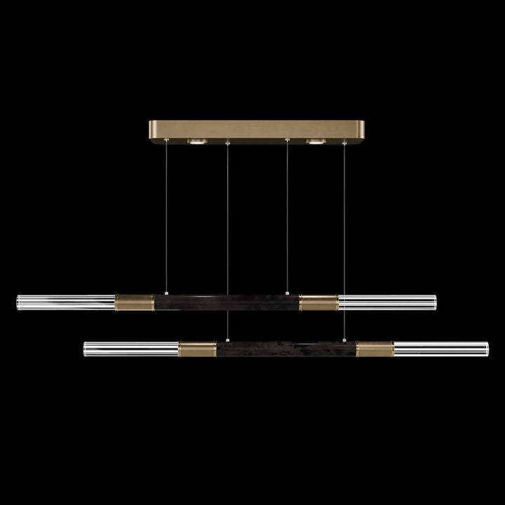 Fine Art Handcrafted Lighting Antonia 71"W Linear Pendant in Standard Gold Leaf, Brass, Charcoal (100150-311)