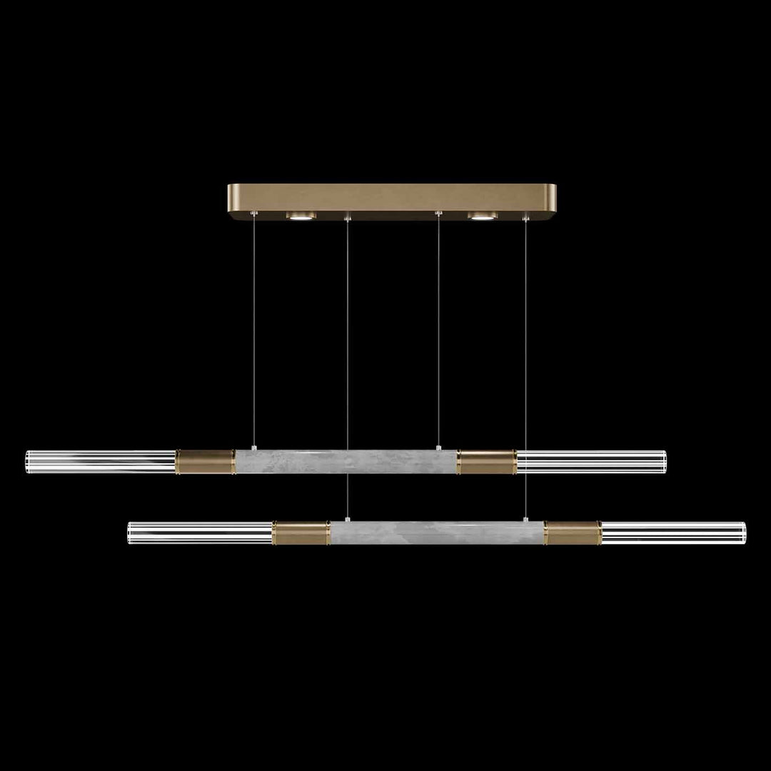 Fine Art Handcrafted Lighting Antonia 71"W Linear Pendant in Standard Gold Leaf, Brass, Smoke (100150-312)