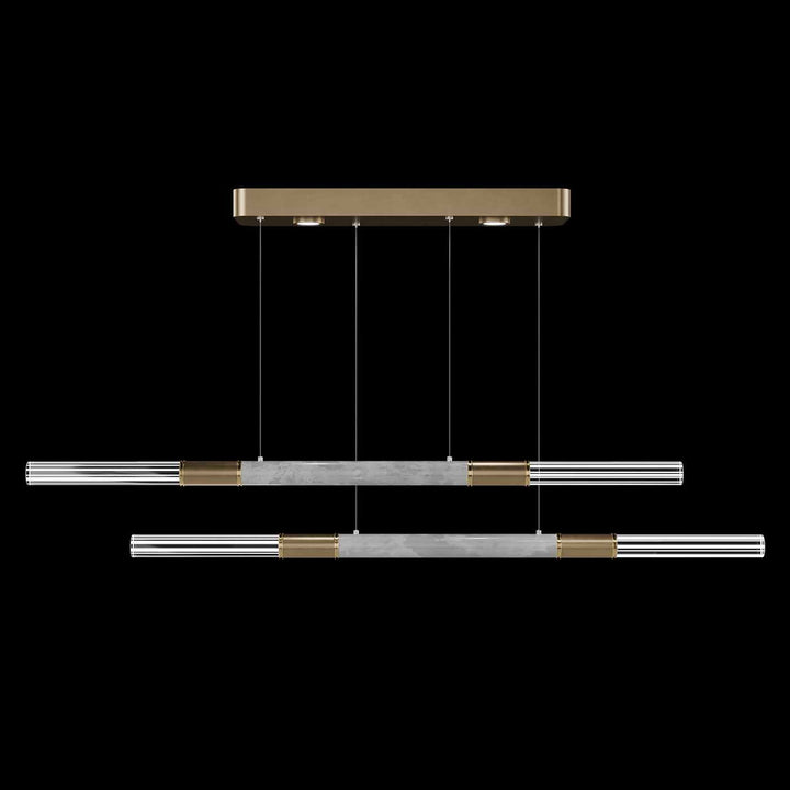 Fine Art Handcrafted Lighting Antonia 71"W Linear Pendant in Standard Gold Leaf, Brass, Smoke (100150-312)