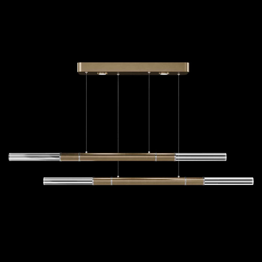 Fine Art Handcrafted Lighting Antonia 71"W Linear Pendant in Standard Gold Leaf, Nickel, No Parchment/Same as Finish (100150-320)