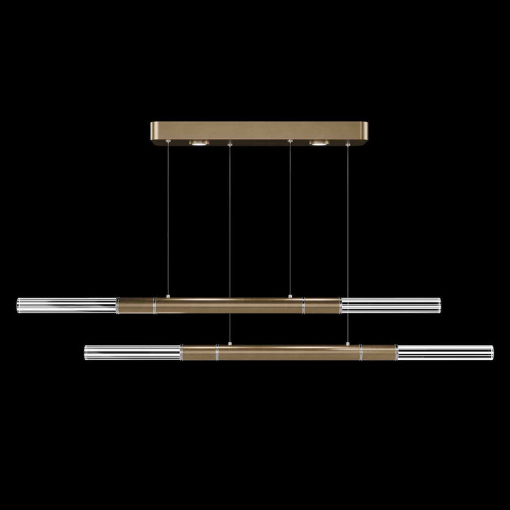 Fine Art Handcrafted Lighting Antonia 71"W Linear Pendant in Standard Gold Leaf, Nickel, No Parchment/Same as Finish (100150-320)
