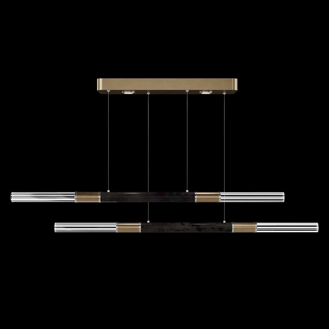 Fine Art Handcrafted Lighting Antonia 71"W Linear Pendant in Standard Gold Leaf, Nickel, Charcoal (100150-321)