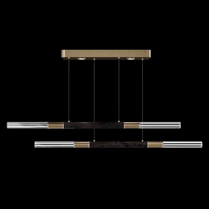 Fine Art Handcrafted Lighting Antonia 71"W Linear Pendant in Standard Gold Leaf, Nickel, Charcoal (100150-321)