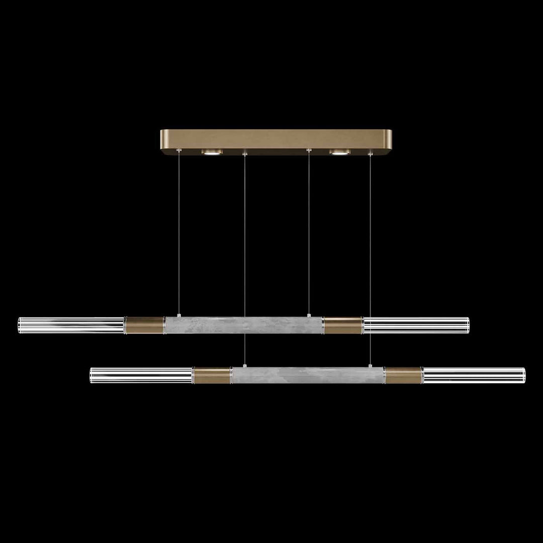 Fine Art Handcrafted Lighting Antonia 71"W Linear Pendant in Standard Gold Leaf, Nickel, Smoke (100150-322)