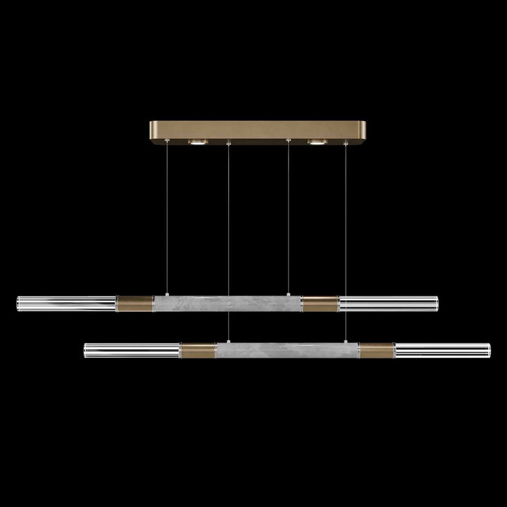 Fine Art Handcrafted Lighting Antonia 71"W Linear Pendant in Standard Gold Leaf, Nickel, Smoke (100150-322)