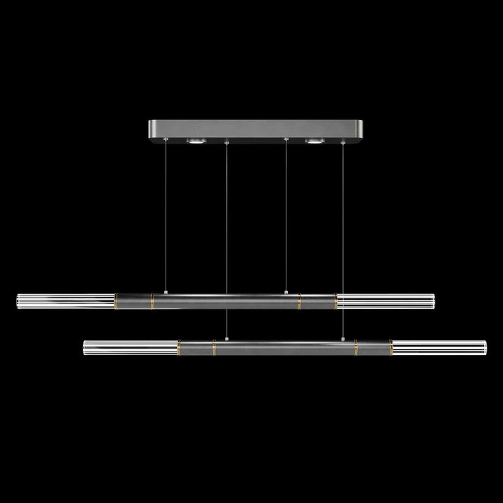Fine Art Handcrafted Lighting Antonia 71"W Linear Pendant in Standard Silver Leaf, Brass, No Parchment/Same as Finish (100150-410)