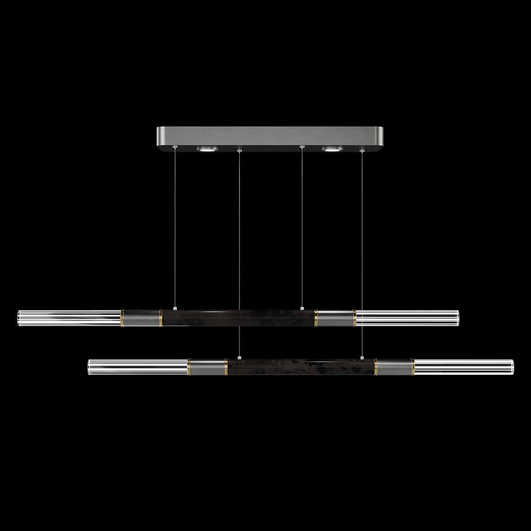 Fine Art Handcrafted Lighting Antonia 71"W Linear Pendant in Standard Silver Leaf, Brass, Charcoal (100150-411)