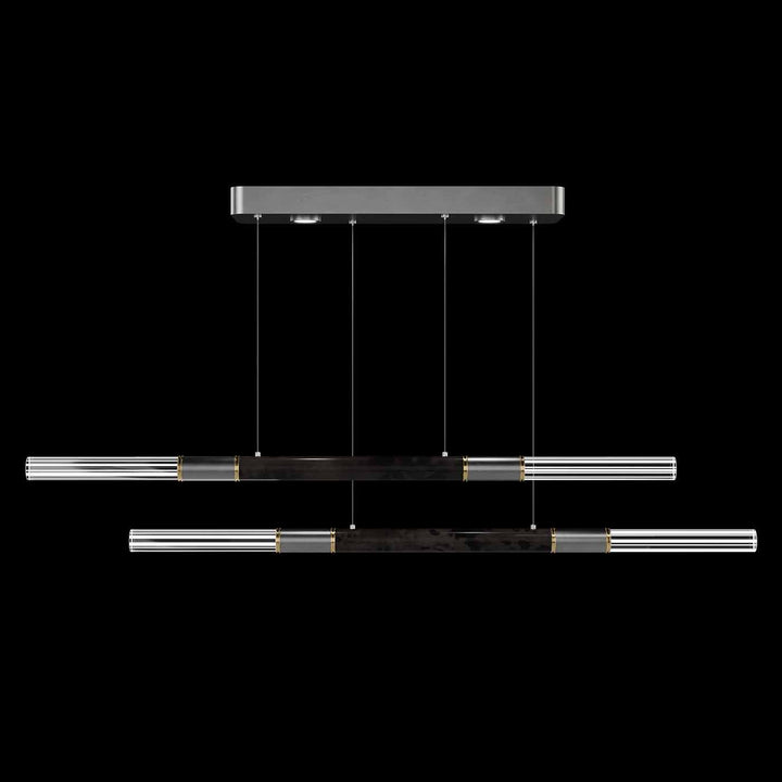 Fine Art Handcrafted Lighting Antonia 71"W Linear Pendant in Standard Silver Leaf, Brass, Charcoal (100150-411)