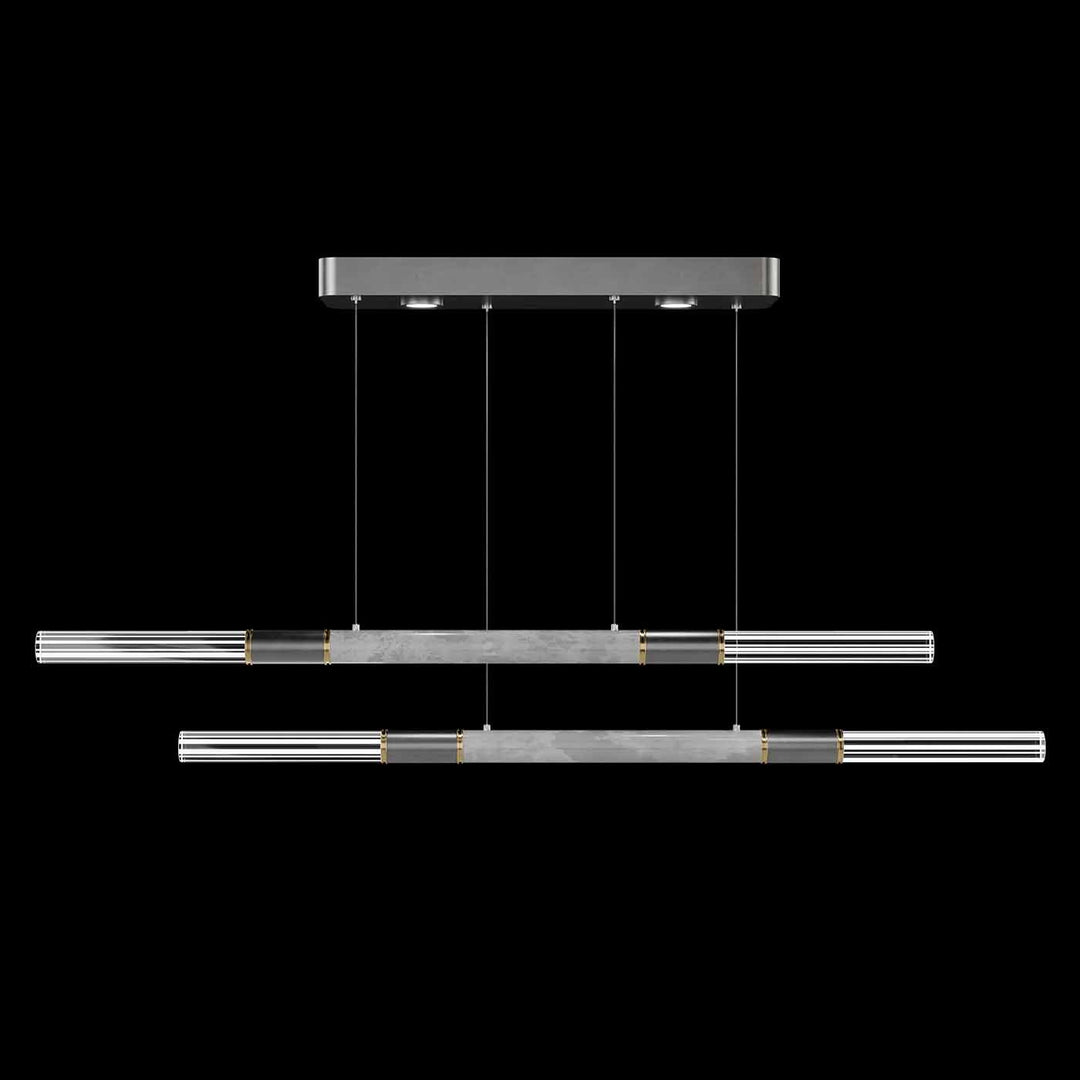Fine Art Handcrafted Lighting Antonia 71"W Linear Pendant in Standard Silver Leaf, Brass, Smoke (100150-412)