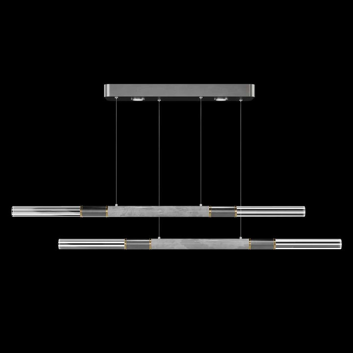 Fine Art Handcrafted Lighting Antonia 71"W Linear Pendant in Standard Silver Leaf, Brass, Smoke (100150-412)