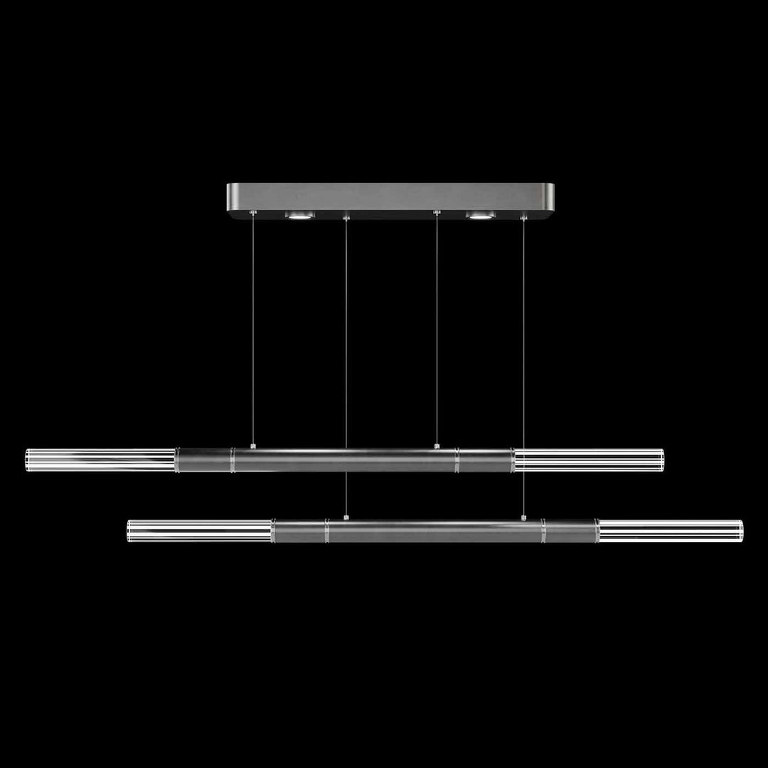 Fine Art Handcrafted Lighting Antonia 71"W Linear Pendant in Standard Silver Leaf, Nickel, No Parchment/Same as Finish (100150-420)