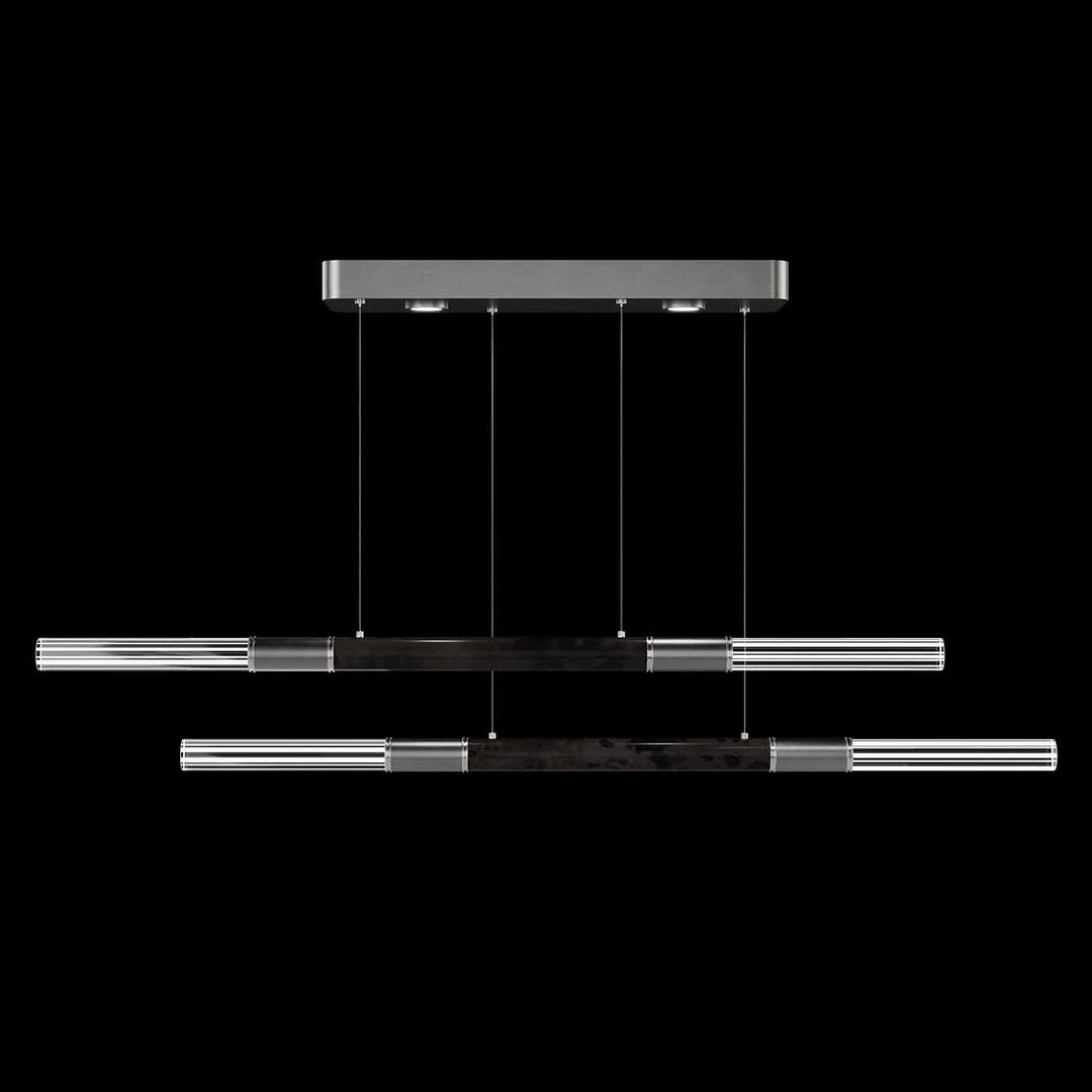 Fine Art Handcrafted Lighting Antonia 71"W Linear Pendant in Standard Silver Leaf, Nickel, Charcoal (100150-421)