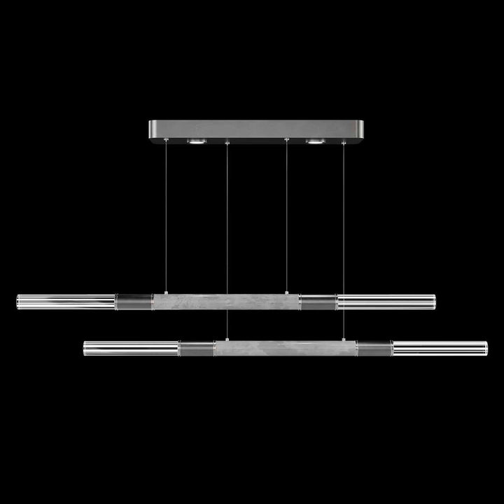 Fine Art Handcrafted Lighting Antonia 71"W Linear Pendant in Standard Silver Leaf, Nickel, Smoke (100150-422)