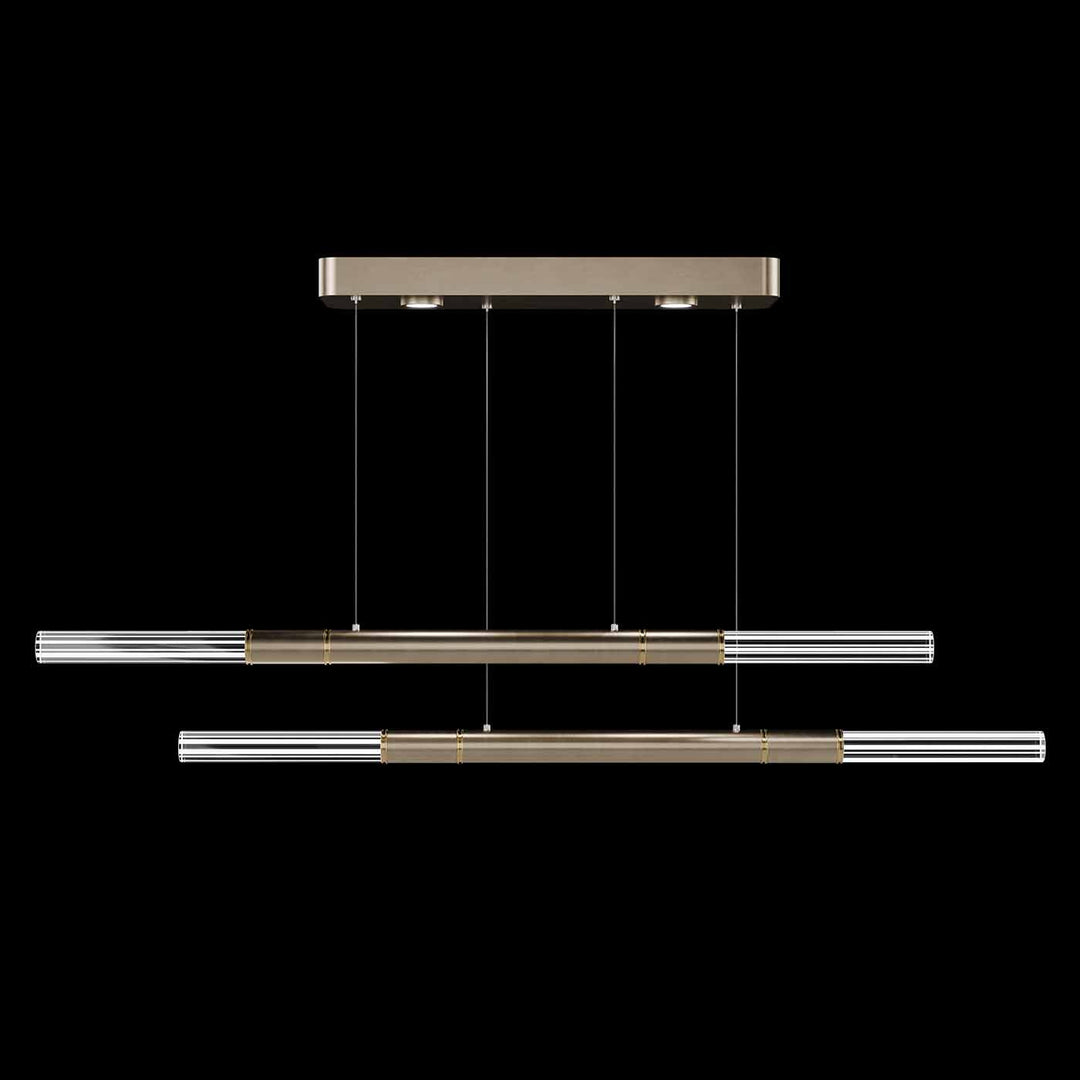 Fine Art Handcrafted Lighting Antonia 71"W Linear Pendant in Standard Soft Gold Leaf, Brass, No Parchment/Same as Finish (100150-510)