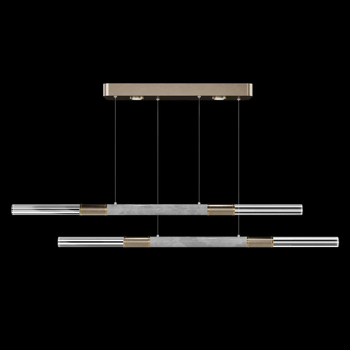 Fine Art Handcrafted Lighting Antonia 71"W Linear Pendant in Standard Soft Gold Leaf, Brass, Smoke (100150-512)