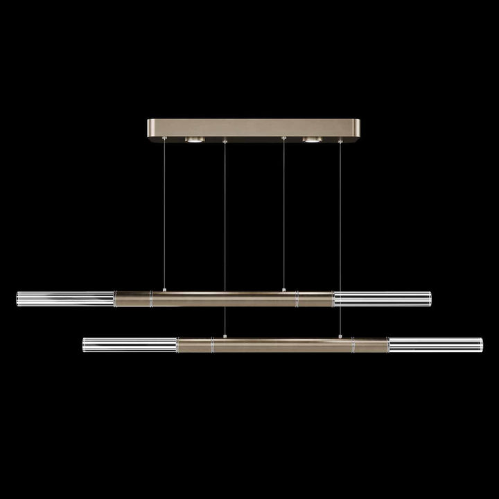 Fine Art Handcrafted Lighting Antonia 71"W Linear Pendant in Standard Soft Gold Leaf, Nickel, No Parchment/Same as Finish (100150-520)
