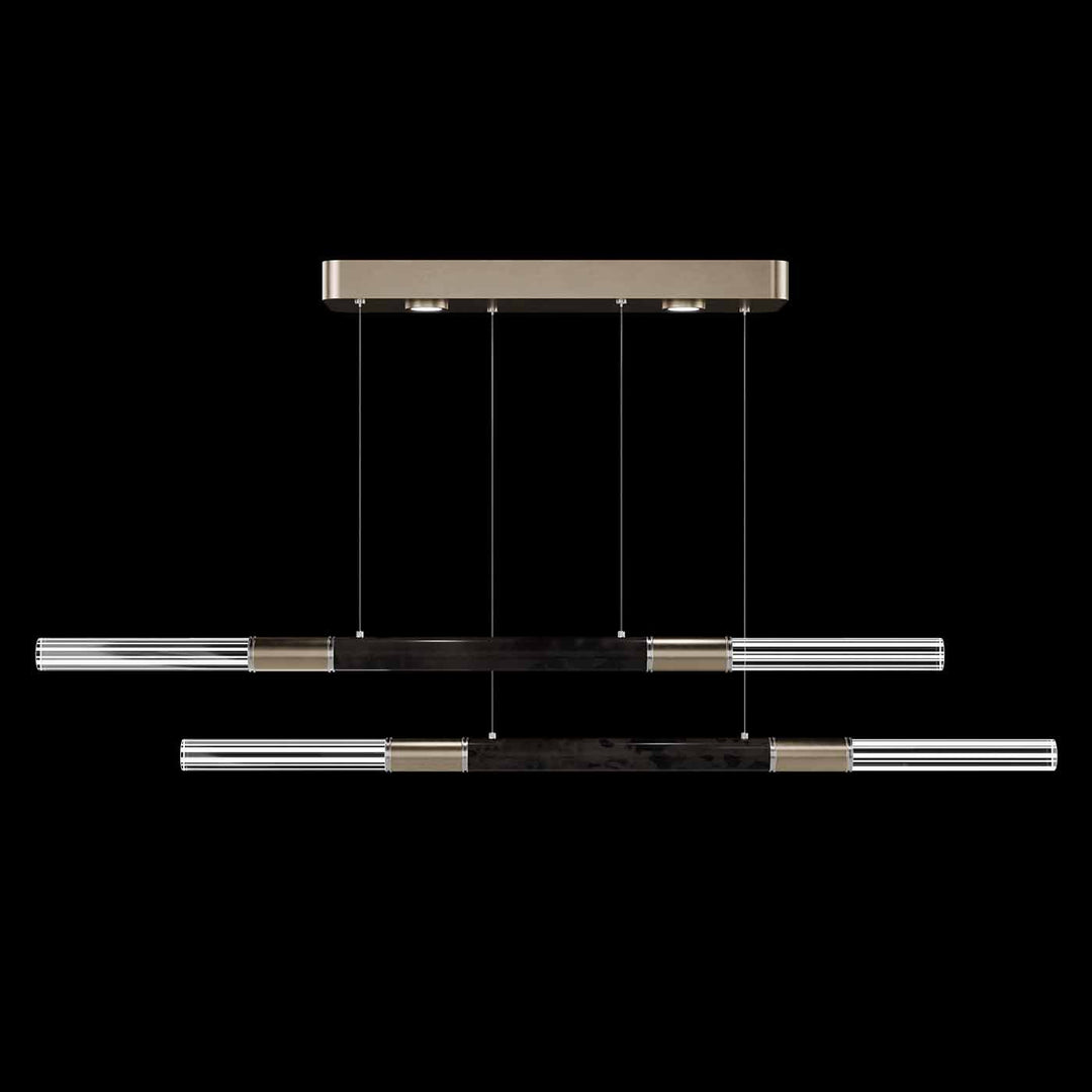 Fine Art Handcrafted Lighting Antonia 71"W Linear Pendant in Standard Soft Gold Leaf, Nickel, Charcoal (100150-521)
