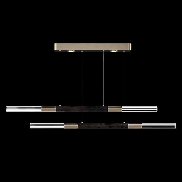 Fine Art Handcrafted Lighting Antonia 71"W Linear Pendant in Standard Soft Gold Leaf, Nickel, Charcoal (100150-521)