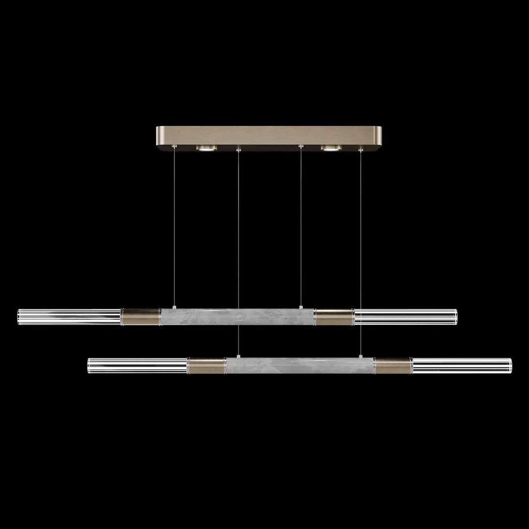 Fine Art Handcrafted Lighting Antonia 71"W Linear Pendant in Standard Soft Gold Leaf, Nickel, Smoke (100150-522)