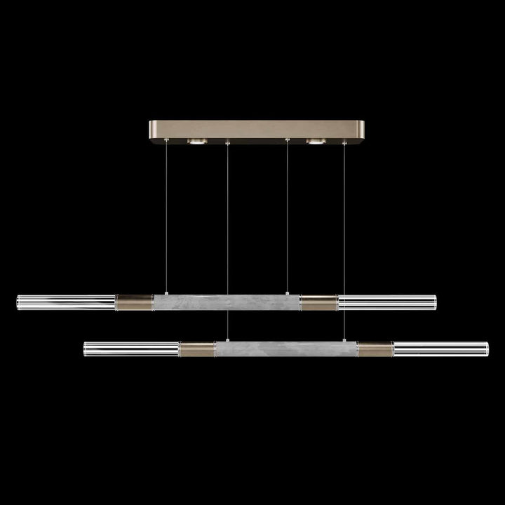 Fine Art Handcrafted Lighting Antonia 71"W Linear Pendant in Standard Soft Gold Leaf, Nickel, Smoke (100150-522)