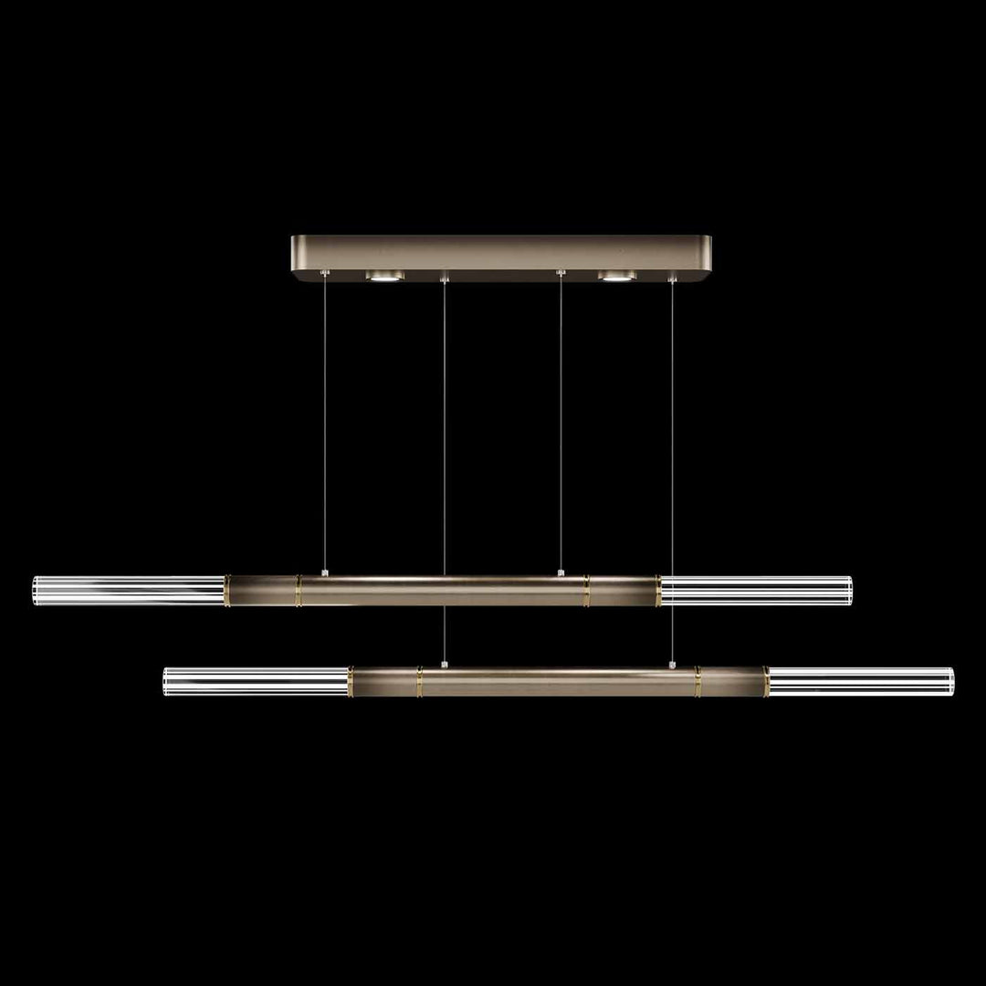 Fine Art Handcrafted Lighting Antonia 71"W Linear Pendant in Soft Ombre Bronze, Brass, No Parchment/Same as Finish (100150-610)