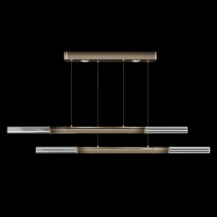Fine Art Handcrafted Lighting Antonia 71"W Linear Pendant in Soft Ombre Bronze, Brass, No Parchment/Same as Finish (100150-610)