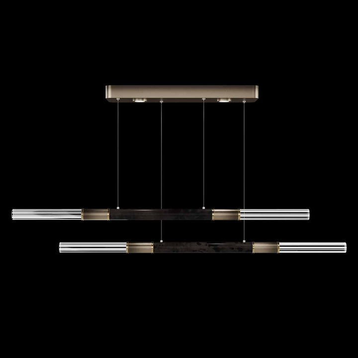 Fine Art Handcrafted Lighting Antonia 71"W Linear Pendant in Soft Ombre Bronze, Brass, Charcoal (100150-611)