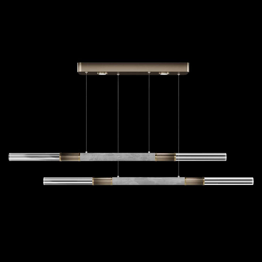 Fine Art Handcrafted Lighting Antonia 71"W Linear Pendant in Soft Ombre Bronze, Brass, Smoke (100150-612)