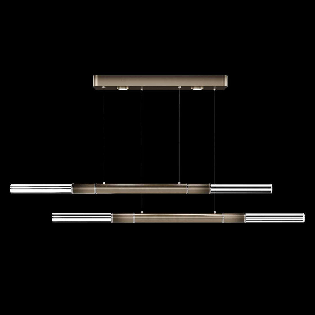 Fine Art Handcrafted Lighting Antonia 71"W Linear Pendant in Soft Ombre Bronze, Nickel, No Parchment/Same as Finish (100150-620)