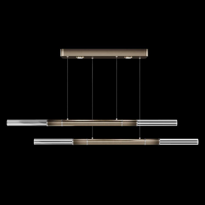 Fine Art Handcrafted Lighting Antonia 71"W Linear Pendant in Soft Ombre Bronze, Nickel, No Parchment/Same as Finish (100150-620)