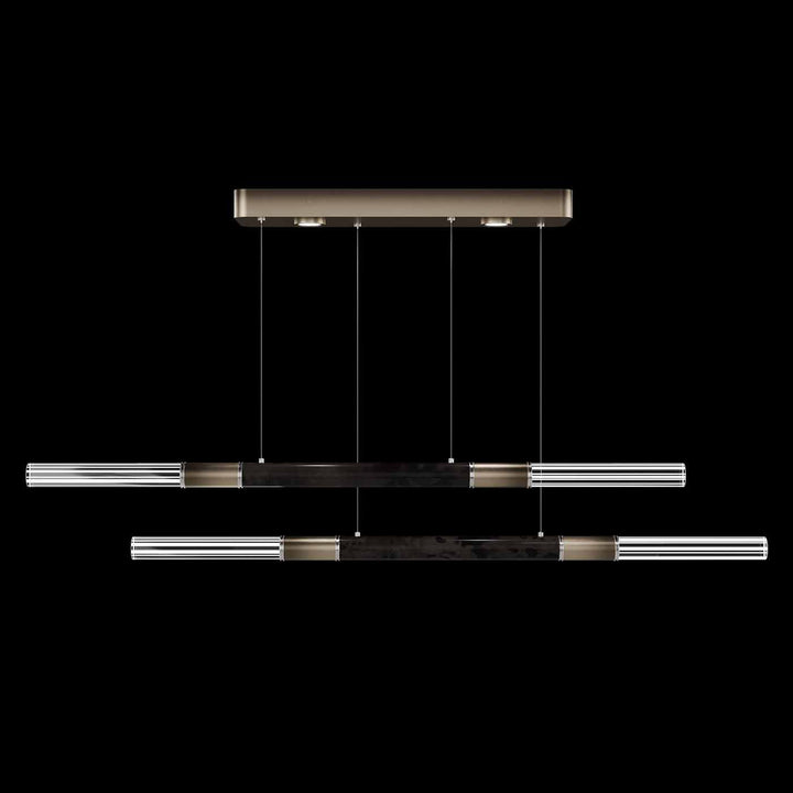 Fine Art Handcrafted Lighting Antonia 71"W Linear Pendant in Soft Ombre Bronze, Nickel, Charcoal (100150-621)