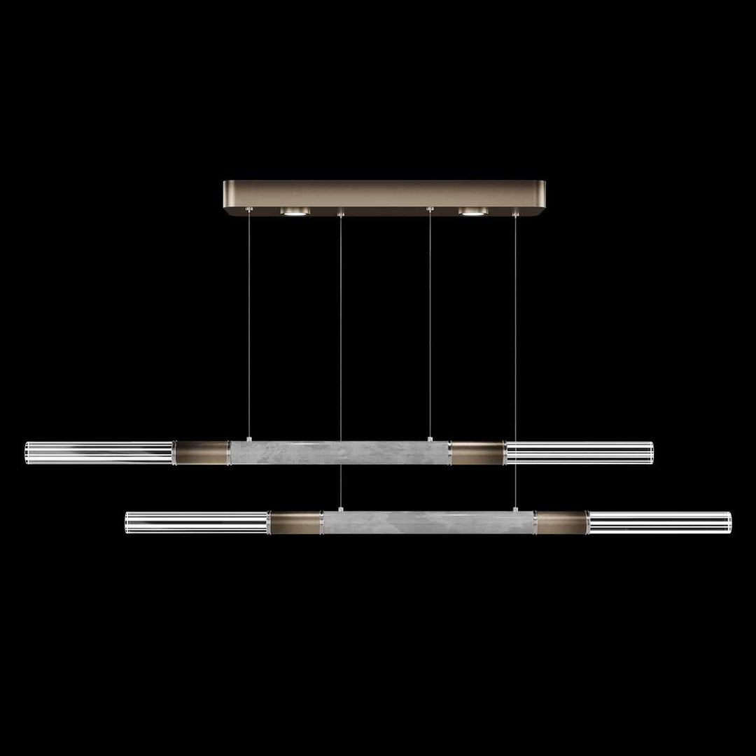 Fine Art Handcrafted Lighting Antonia 71"W Linear Pendant in Soft Ombre Bronze, Nickel, Smoke (100150-622)