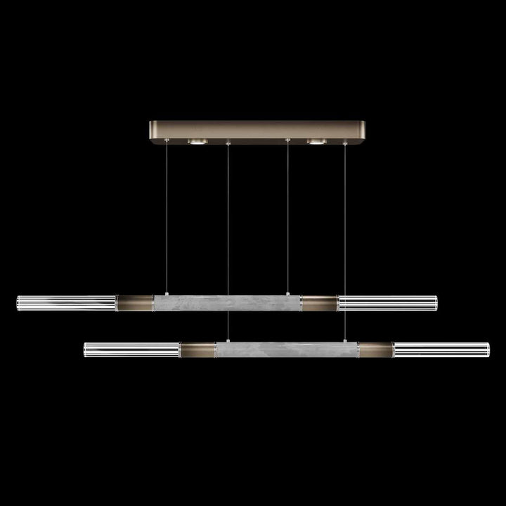 Fine Art Handcrafted Lighting Antonia 71"W Linear Pendant in Soft Ombre Bronze, Nickel, Smoke (100150-622)
