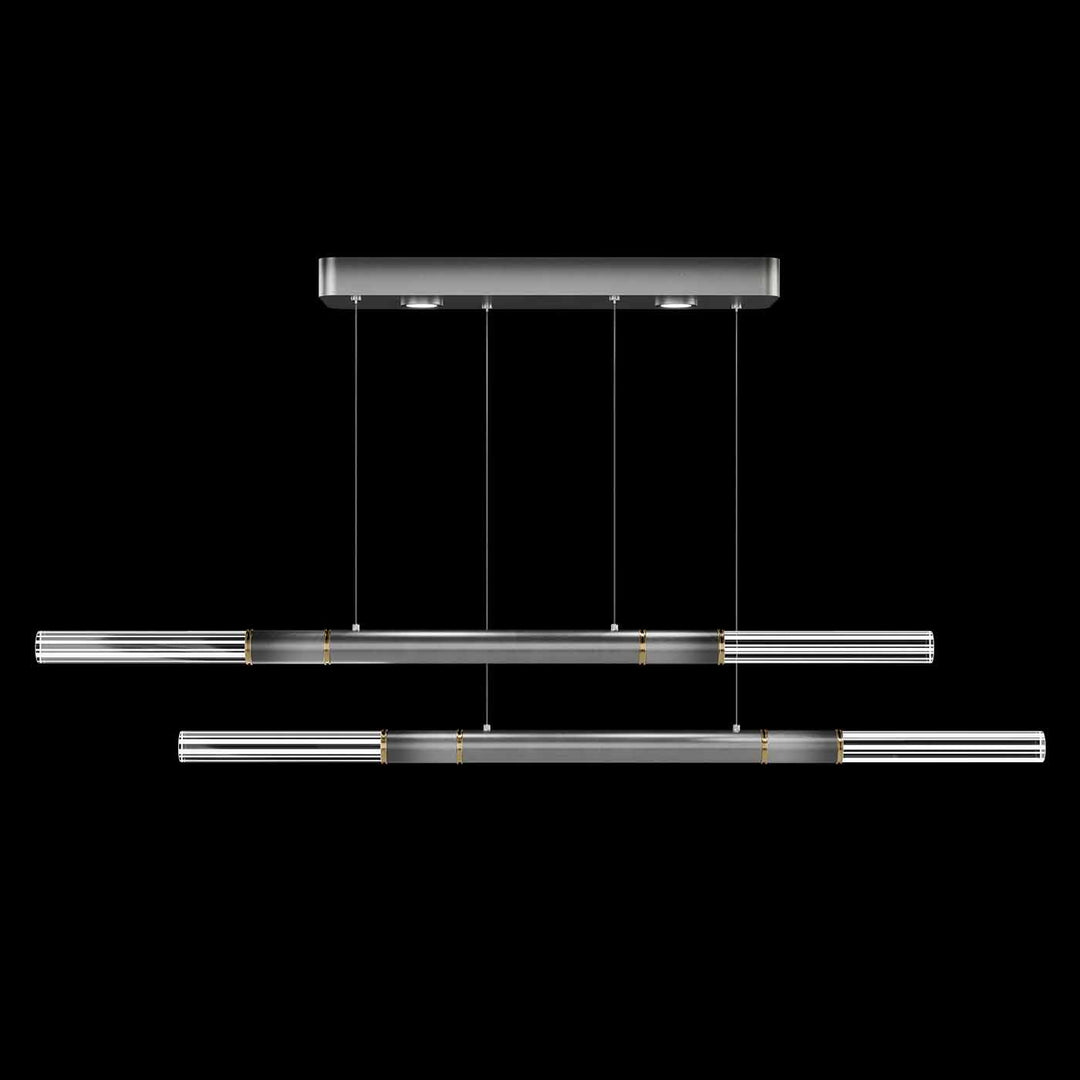 Fine Art Handcrafted Lighting Antonia 71"W Linear Pendant in Soft Ombre Silver Leaf, Brass, No Parchment/Same as Finish (100150-710)