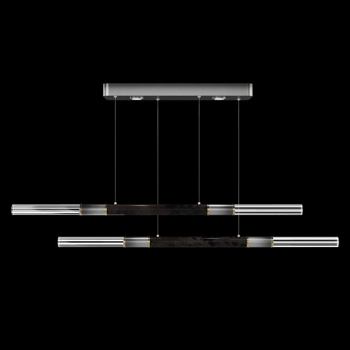Fine Art Handcrafted Lighting Antonia 71"W Linear Pendant in Soft Ombre Silver Leaf, Brass, Charcoal (100150-711)