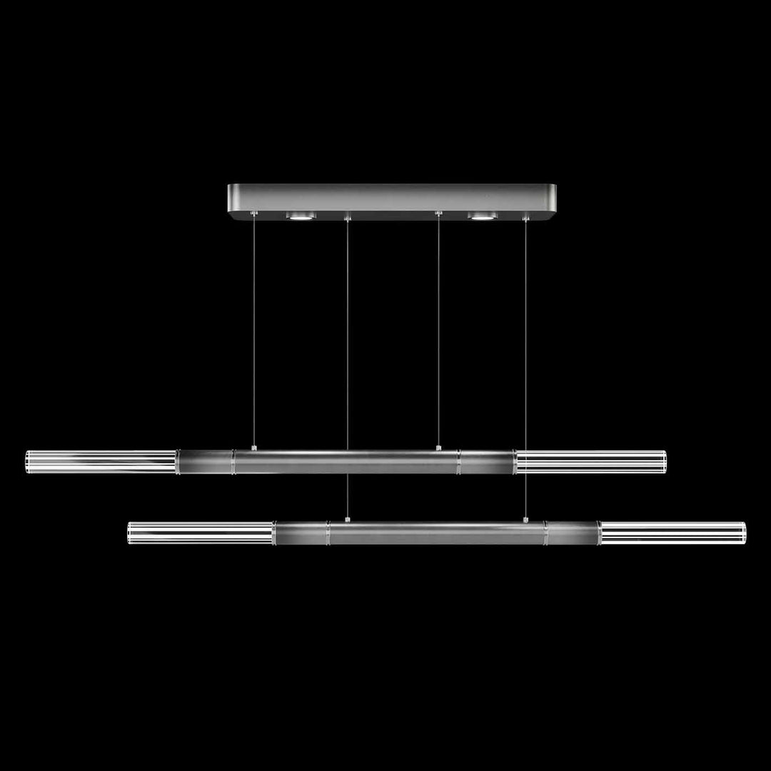 Fine Art Handcrafted Lighting Antonia 71"W Linear Pendant in Soft Ombre Silver Leaf, Nickel, No Parchment/Same as Finish (100150-720)