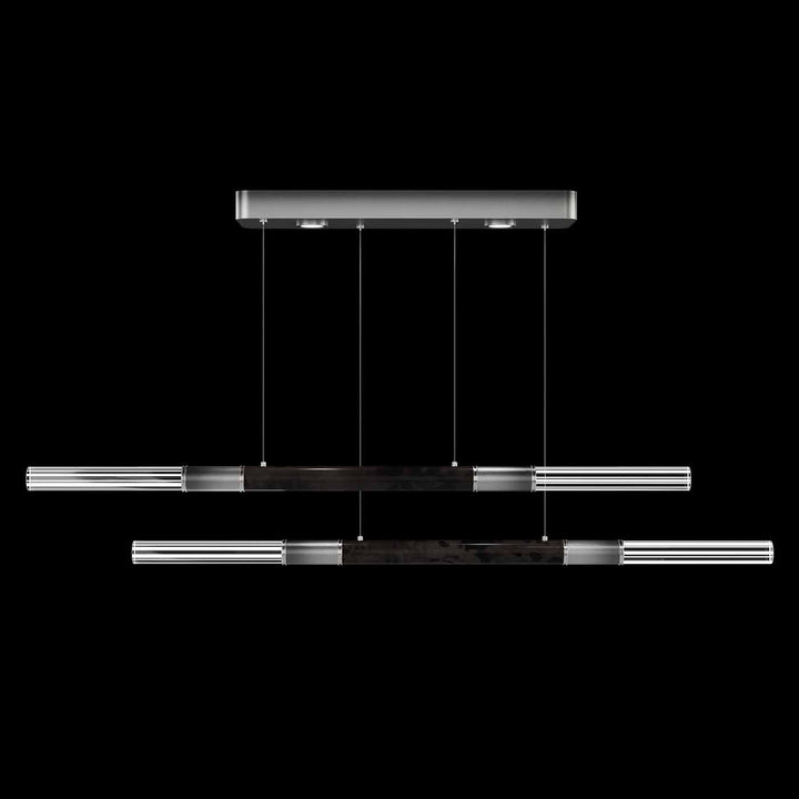 Fine Art Handcrafted Lighting Antonia 71"W Linear Pendant in Soft Ombre Silver Leaf, Nickel, Charcoal (100150-721)