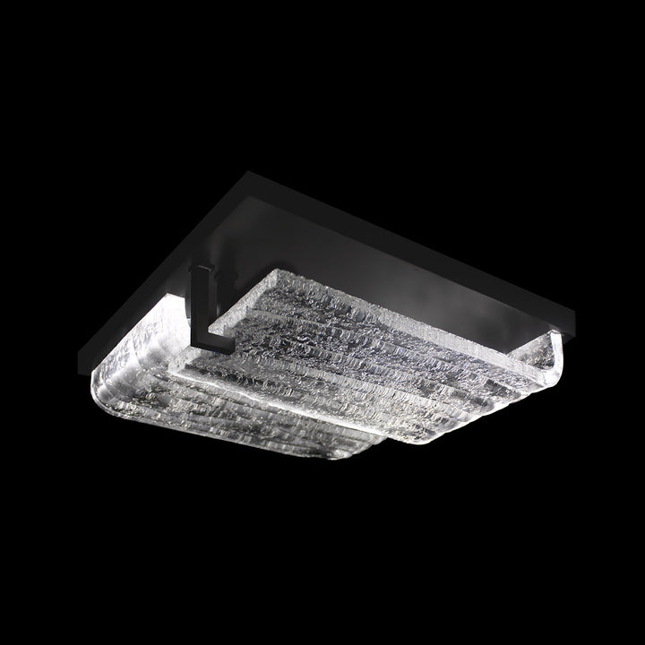 Fine Art Handcrafted Lighting Waterfall 16.75"W Square Outdoor Flush Mount in Indoor/Outdoor Black (100154-6)