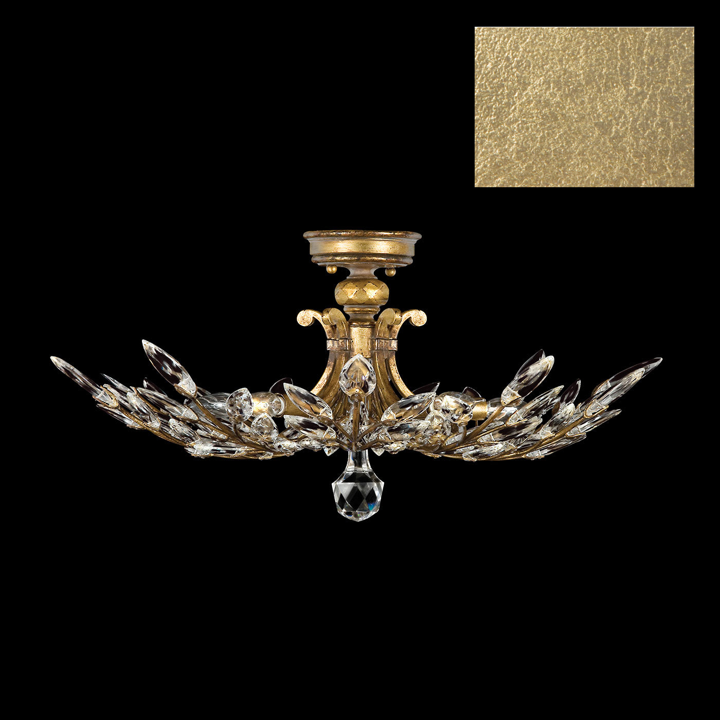 Fine Art Handcrafted Lighting Crystal Laurel Semi-Flush Mount Ceiling Mounts Fine Art Handcrafted Lighting Gold Leaf  