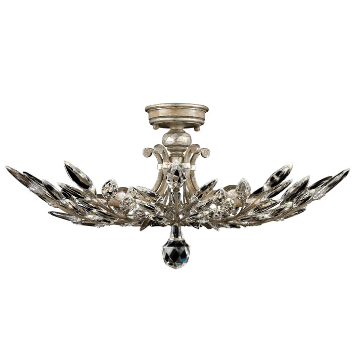 Fine Art Handcrafted Lighting Crystal Laurel Semi-Flush Mount Ceiling Flush Mounts Fine Art Handcrafted Lighting Silver  