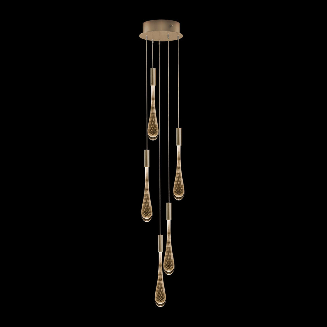 Fine Art Handcrafted Lighting Rain 10"W Round Pendant in Ombre Bronze/Gold Glass (100174-6)