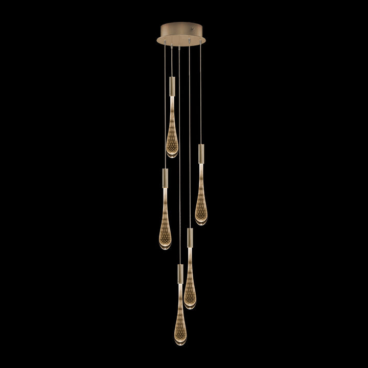 Fine Art Handcrafted Lighting Rain 10"W Round Pendant in Ombre Bronze/Gold Glass (100174-6)