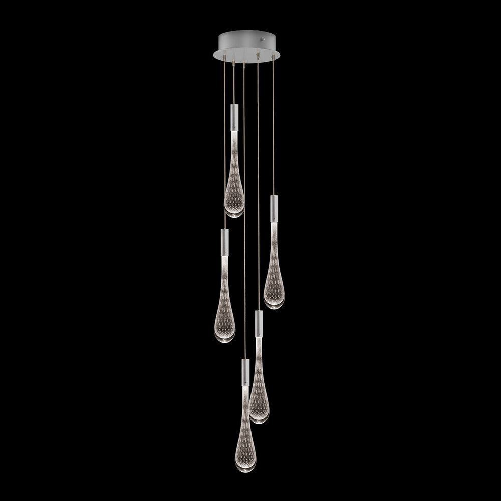 Fine Art Handcrafted Lighting Rain 10"W Round Pendant in Ombre Silver/Silver Glass (100174-7)